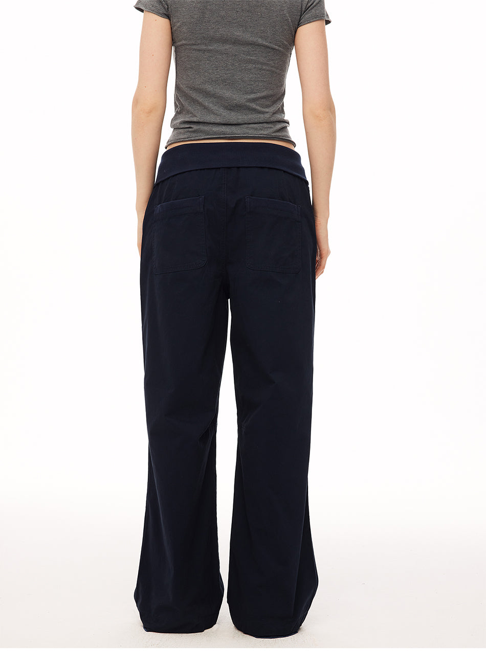 MADWITCH CONTRAST FOLD-OVER WAIST CARGO PANTS #CN61055