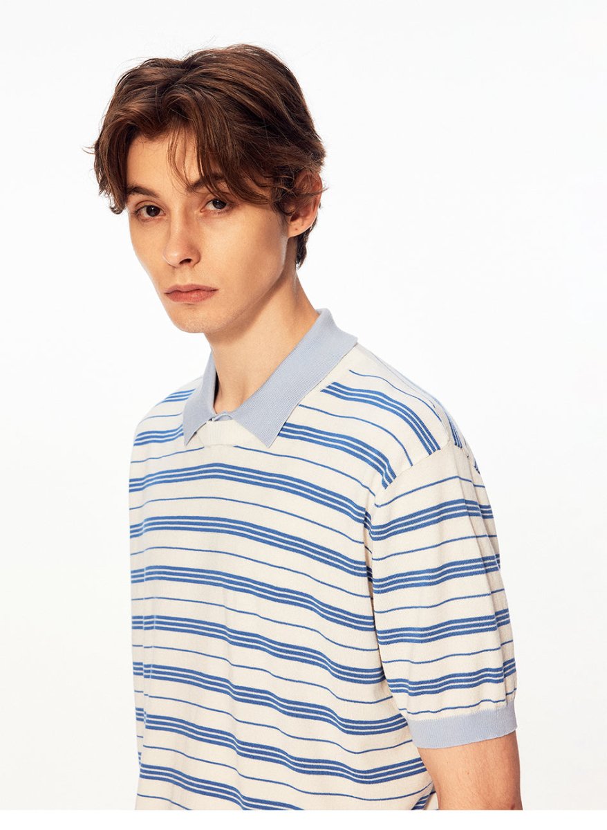 MADWITCH FAUX LAYER STRIPE POLO TEE 27474 - MadWitch Store