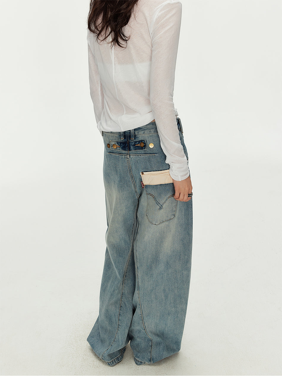 MADWITCH DECONSTRUCTED PARIS BUCKLE JEANS #MC2605