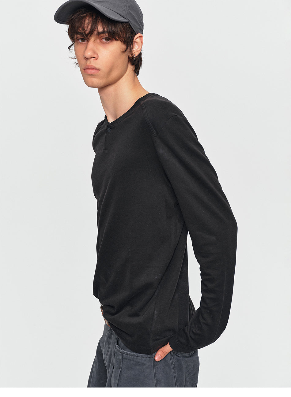 MADWITCH WOOL-BLEND HENLEY TEE #2605TX7054