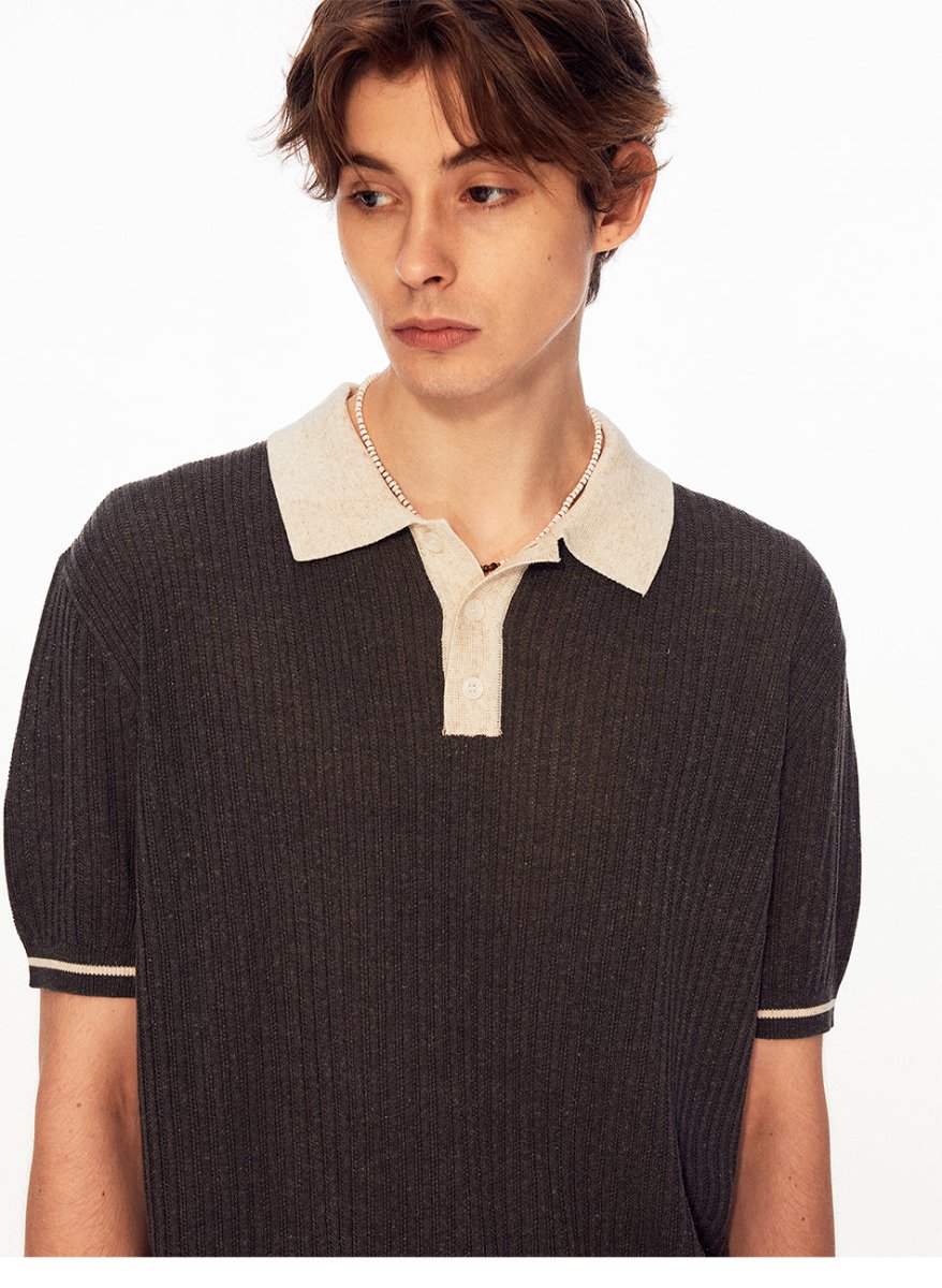 MADWITCH COLORBLOCK RIBBED POLO TEE MD27493 - MadWitch Store