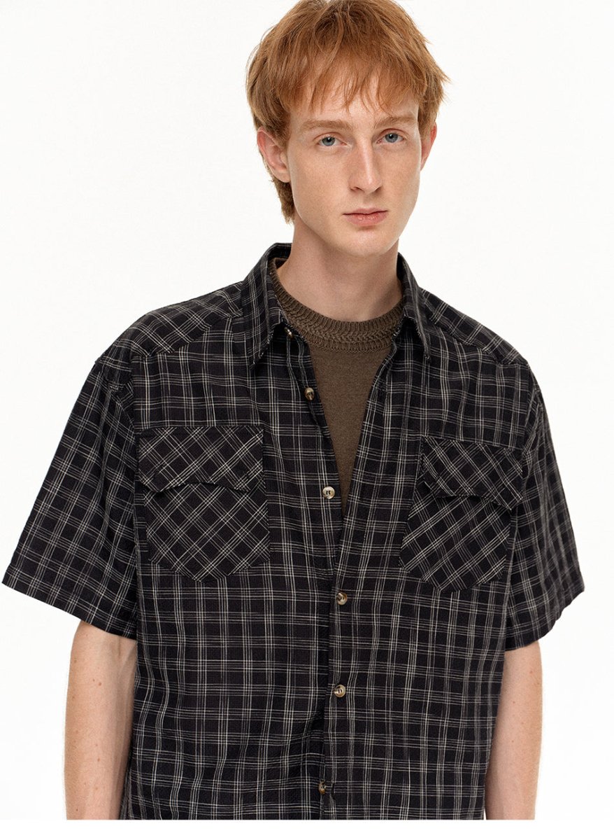 MADWITCH RELAXED COLLAR PLAID SHIRT 991186 - MadWitch Store