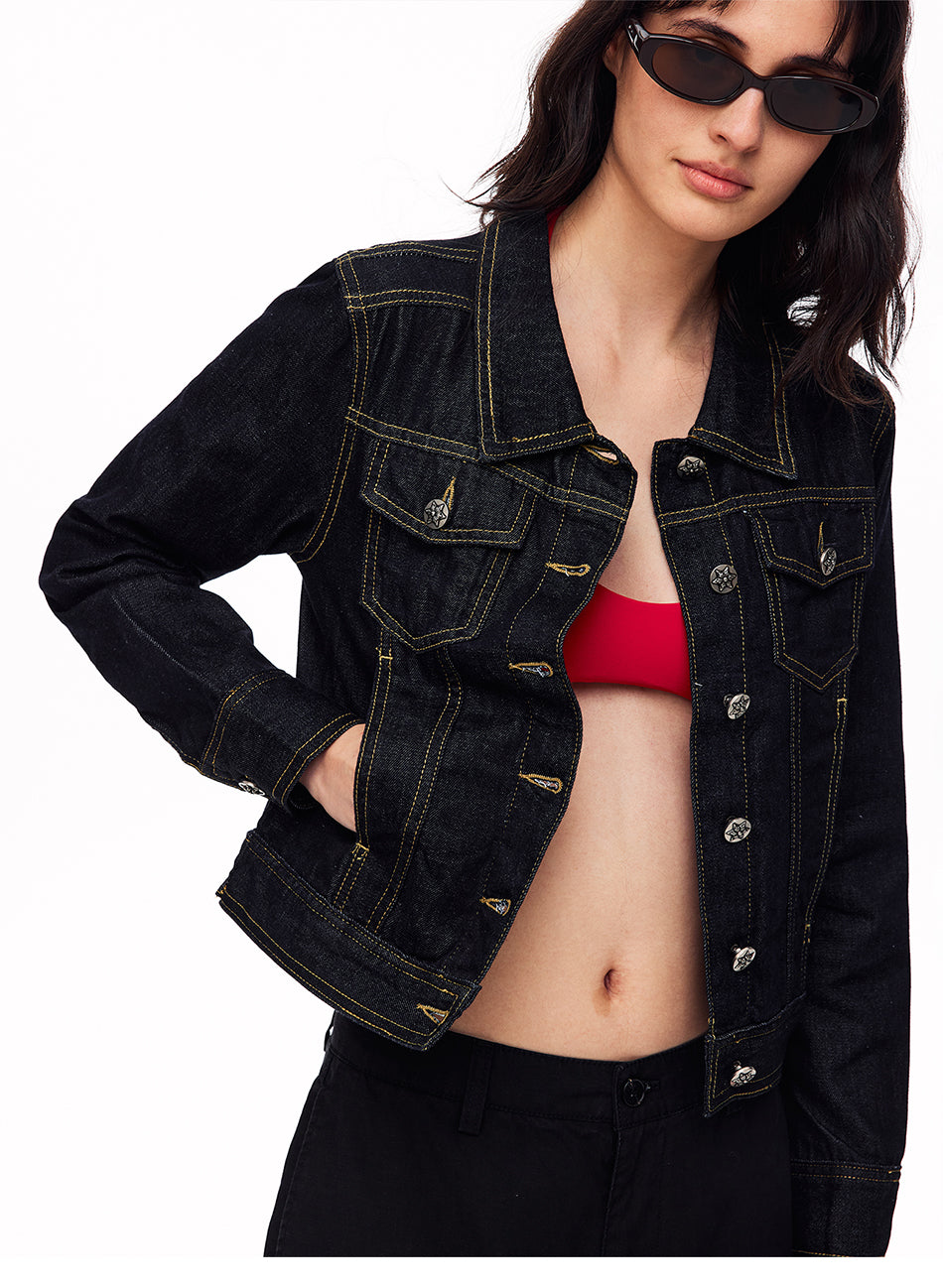 MADWITCH VINTAGE CROPPED DENIM JACKET #CW1366N