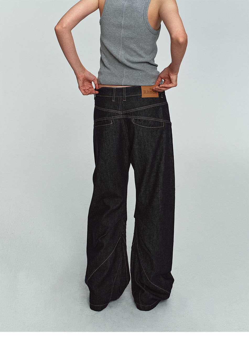 MADWITCH DECONSTRUCTED RAW-DENIM WIDE-LEG JEANS #2026380