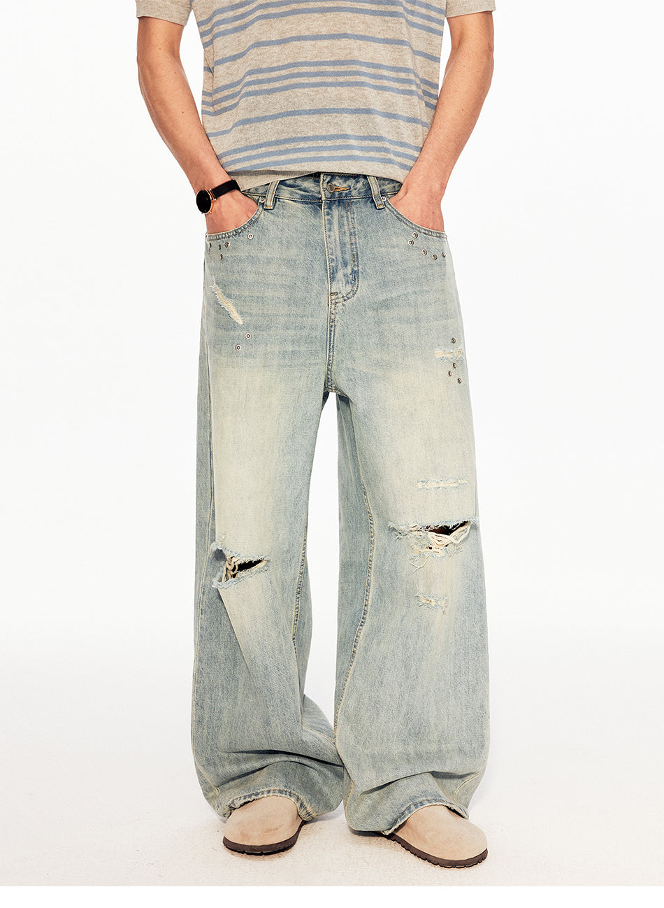 MADWITCH STUDDED DISTRESSED JEANS #CK5613