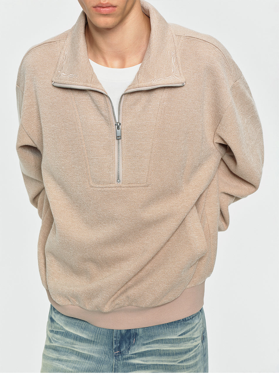 MADWITCH EMBROIDERED LAYERED HALF-ZIP SWEATSHIRT #991395