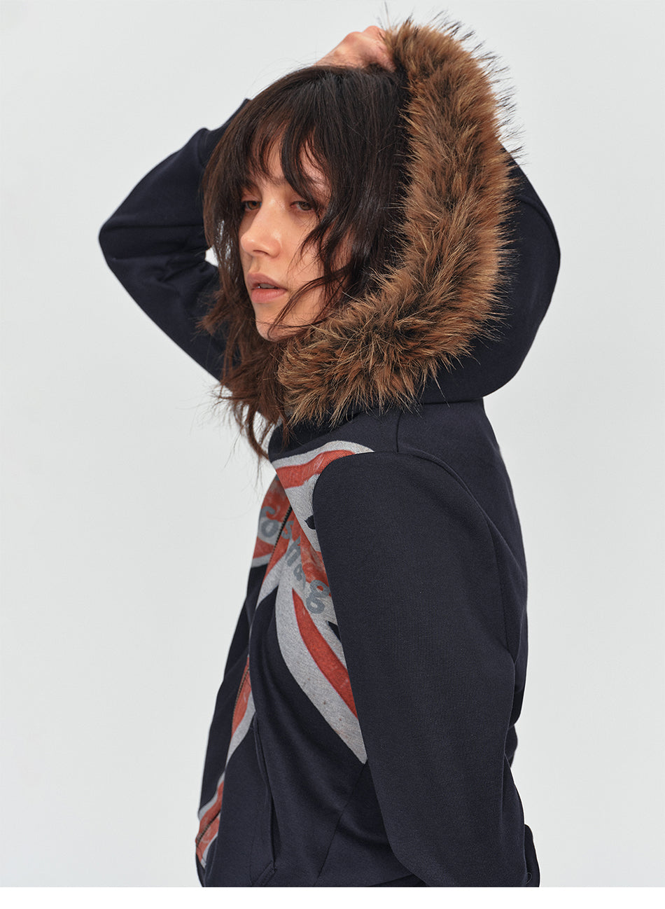 MADWITCH UNION JACK FUR-COLLAR HOODIE #2026553