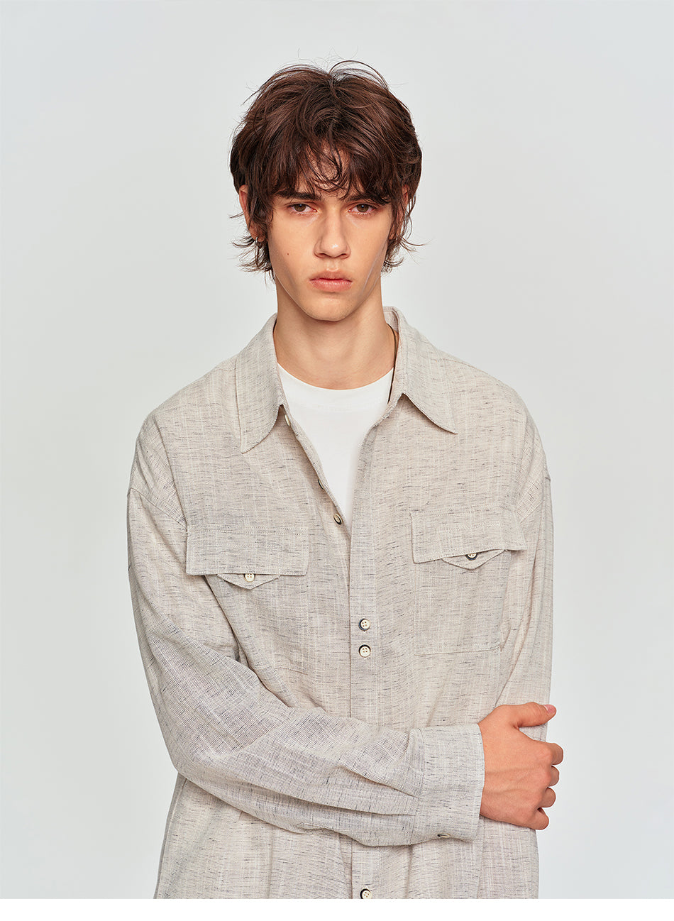 MADWITCH LINEN-BLEND TWO-POCKET SHIRT #880953