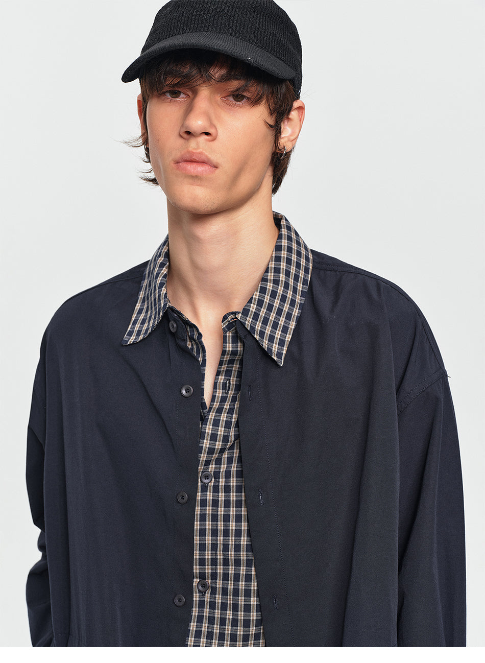 MADWITCH LAYERED PLAID OVERSIZED SHIRT #991513
