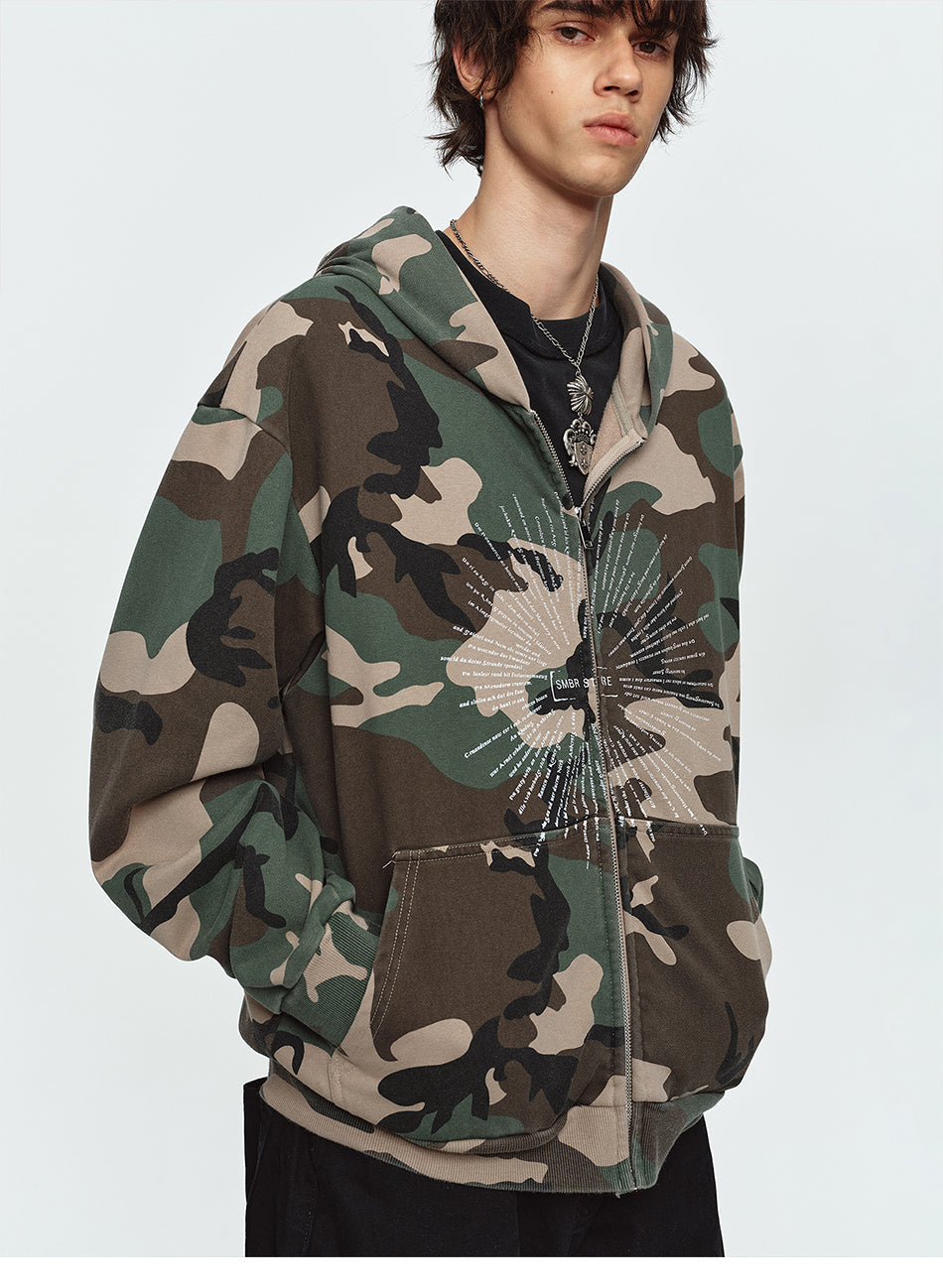 MADWITCH CAMO GRAPHIC-PRINT ZIP HOODIE #0309