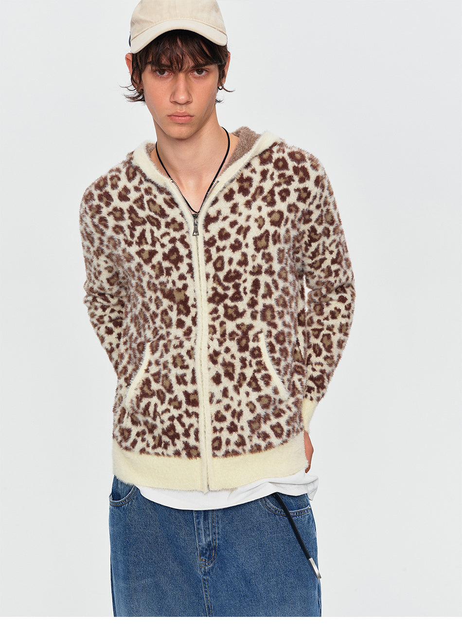MADWITCH LEOPARD-PRINT PLUSH CROPPED ZIP HOODIE #2606MY2037