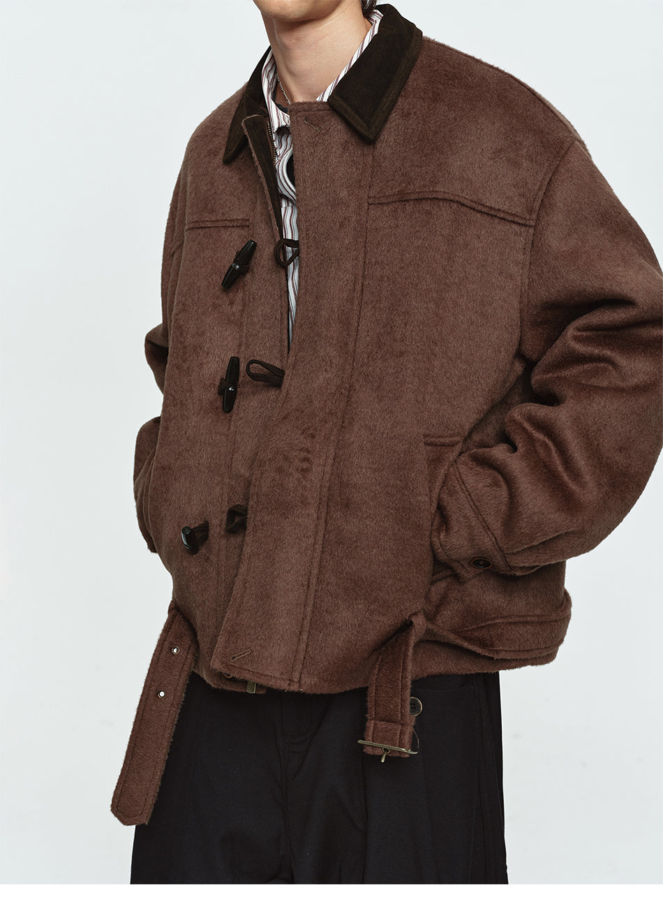 MADWITCH BELTED TOGGLE-BUTTON WOOL-BLEND PUFFER JACKET #991392