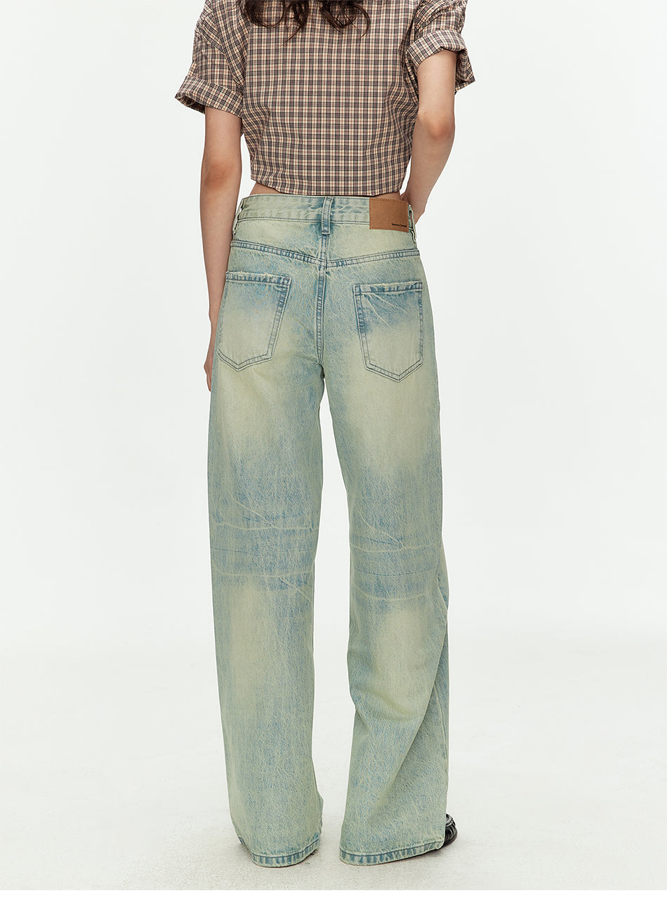 MADWITCH LIGHT BLUE CURVED WIDE JEANS #G60036
