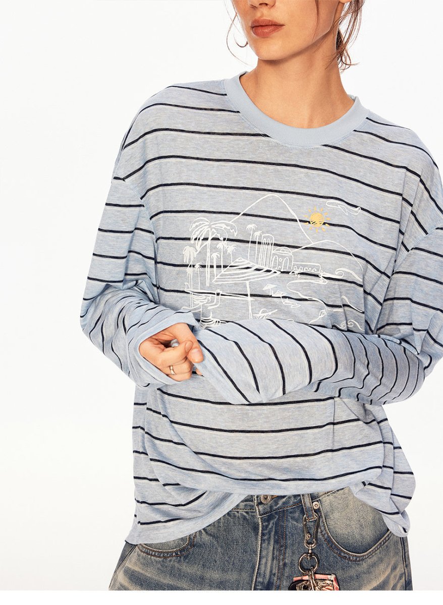 MADWITCH VINTAGE STRIPE SHEER TEE 991291 - MadWitch Store
