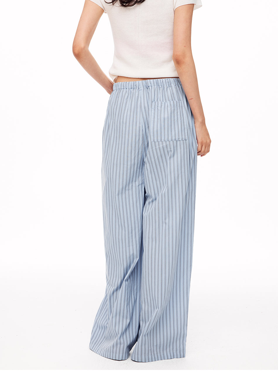 MADWITCH STRIPED DRAWSTRING SLOUCHY WIDE-LEG PANTS #CK61056