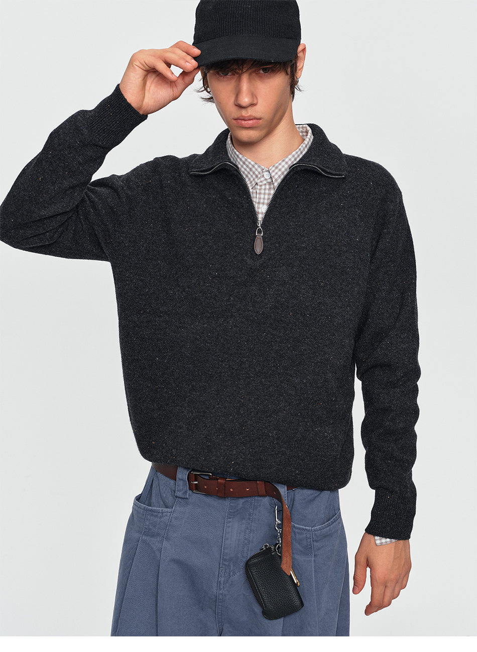 MADWITCH HALF-ZIP COLLARED WOOL KNIT SWEATER #78852