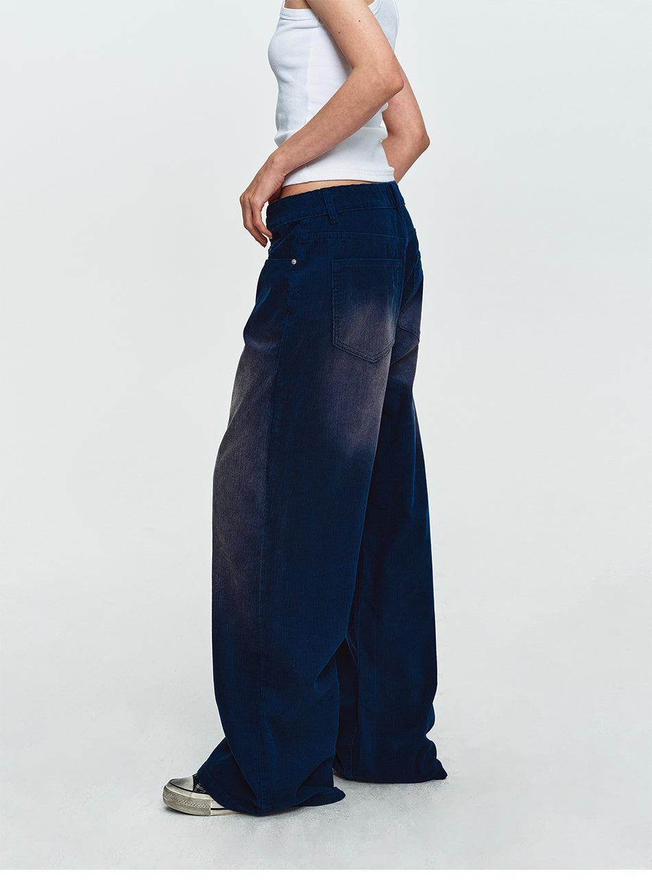 MADWITCH GRADIENT WASHED CORDUROY WIDE-LEG JEANS #G60130