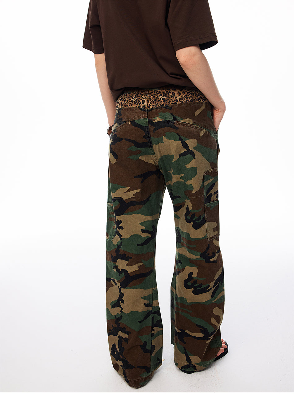 MADWITCH CAMO LEOPARD CURVED CARGO PANTS #CK61063