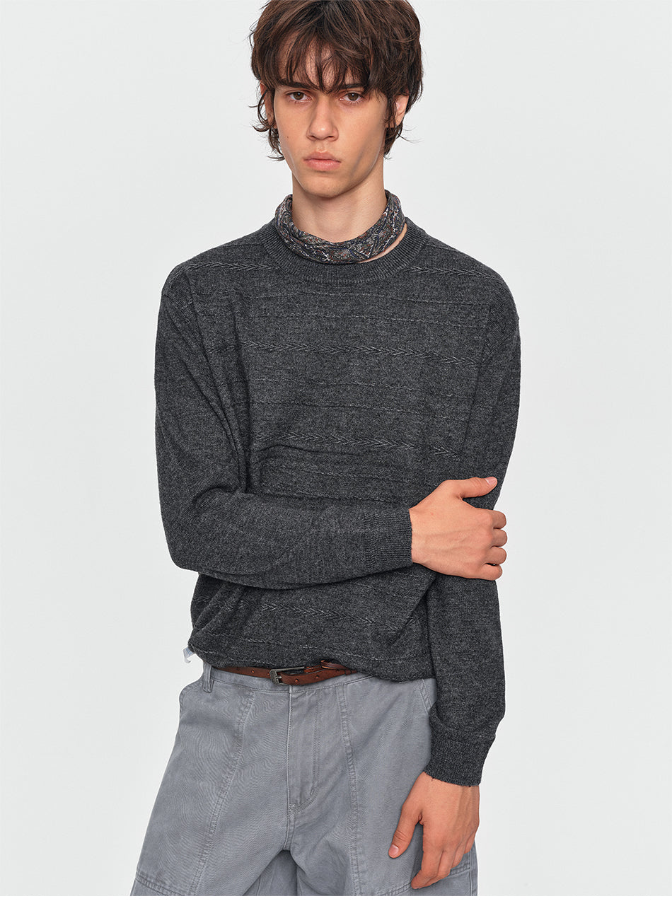 MADWITCH TEXTURED CREWNECK WOOL-BLEND SWEATER #32878