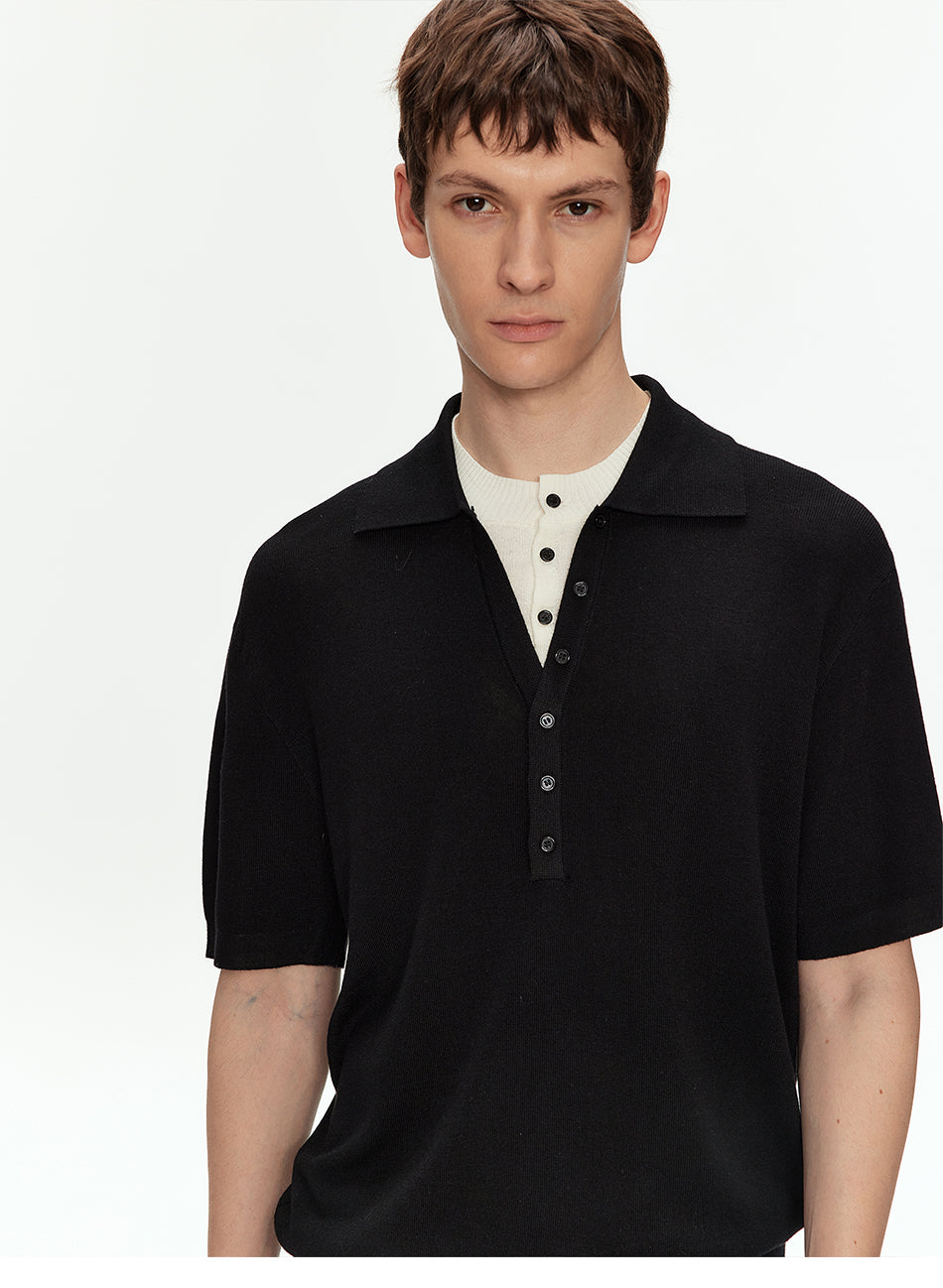 MADWITCH VINTAGE FAUX LAYER POLO TEE #AW26819