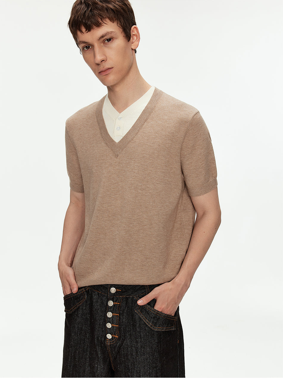 MADWITCH FAUX LAYER V-NIP TEE #AW26816