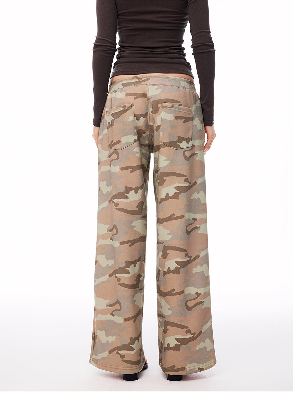 MADWITCH CAMO DRAWSTRING WIDE-LEG SWEATPANTS #CK61087