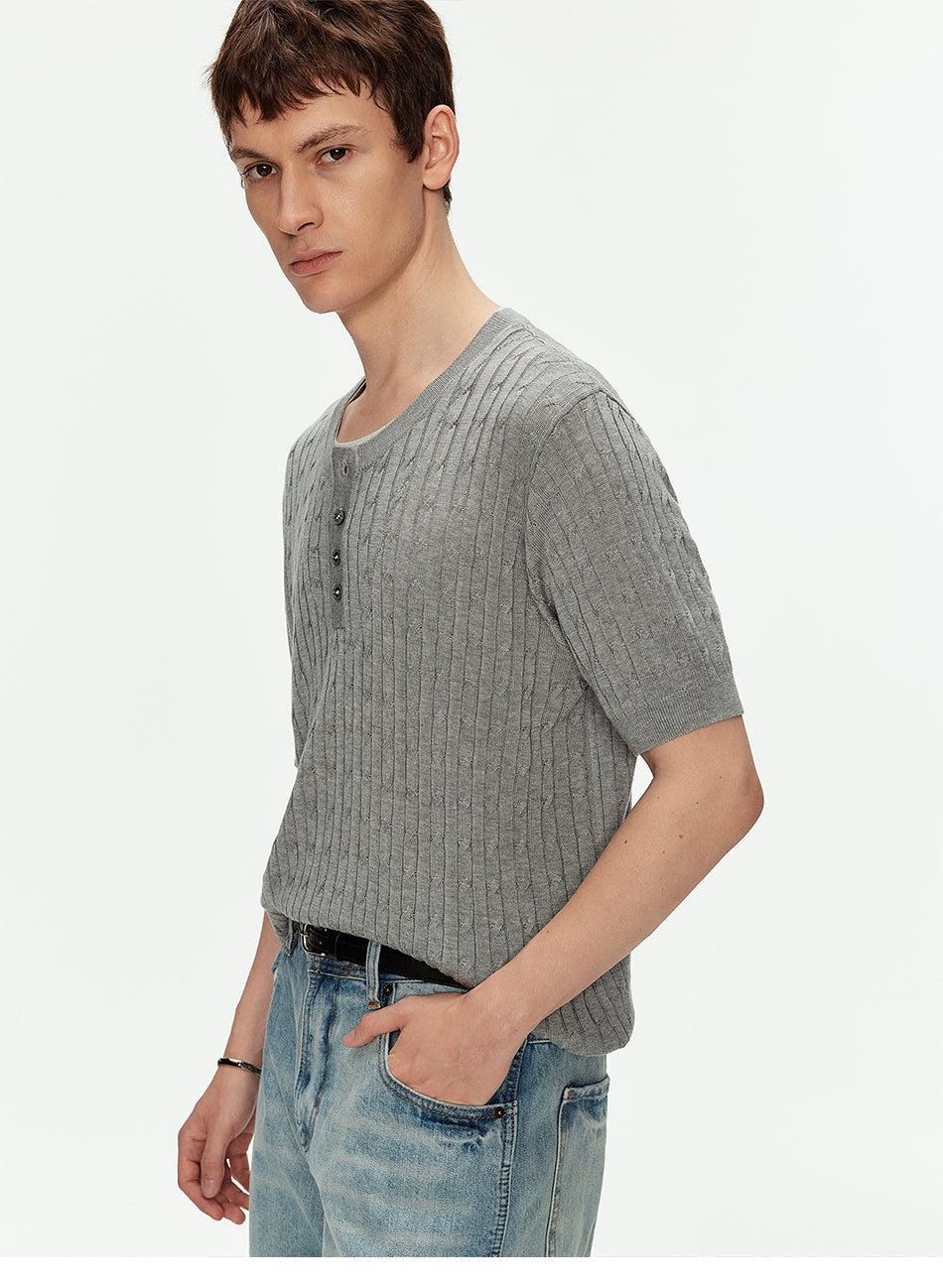 MADWITCH VINTAGE LYOCELL HENLEY KNIT SHIRT #AW26817