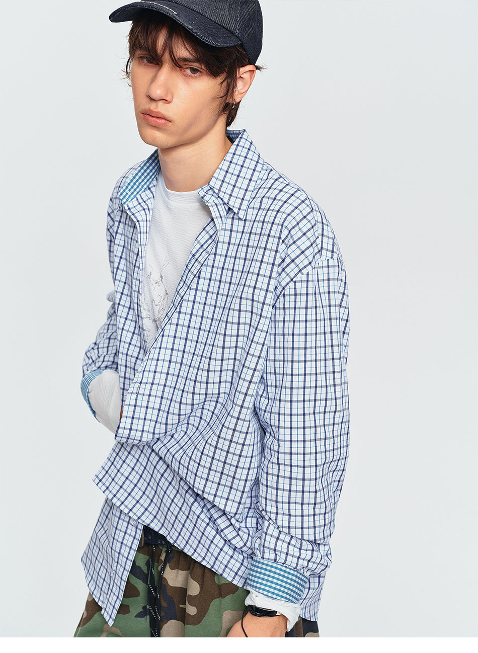 MADWITCH VINTAGE CONTRAST PLAID SHIRT #B301