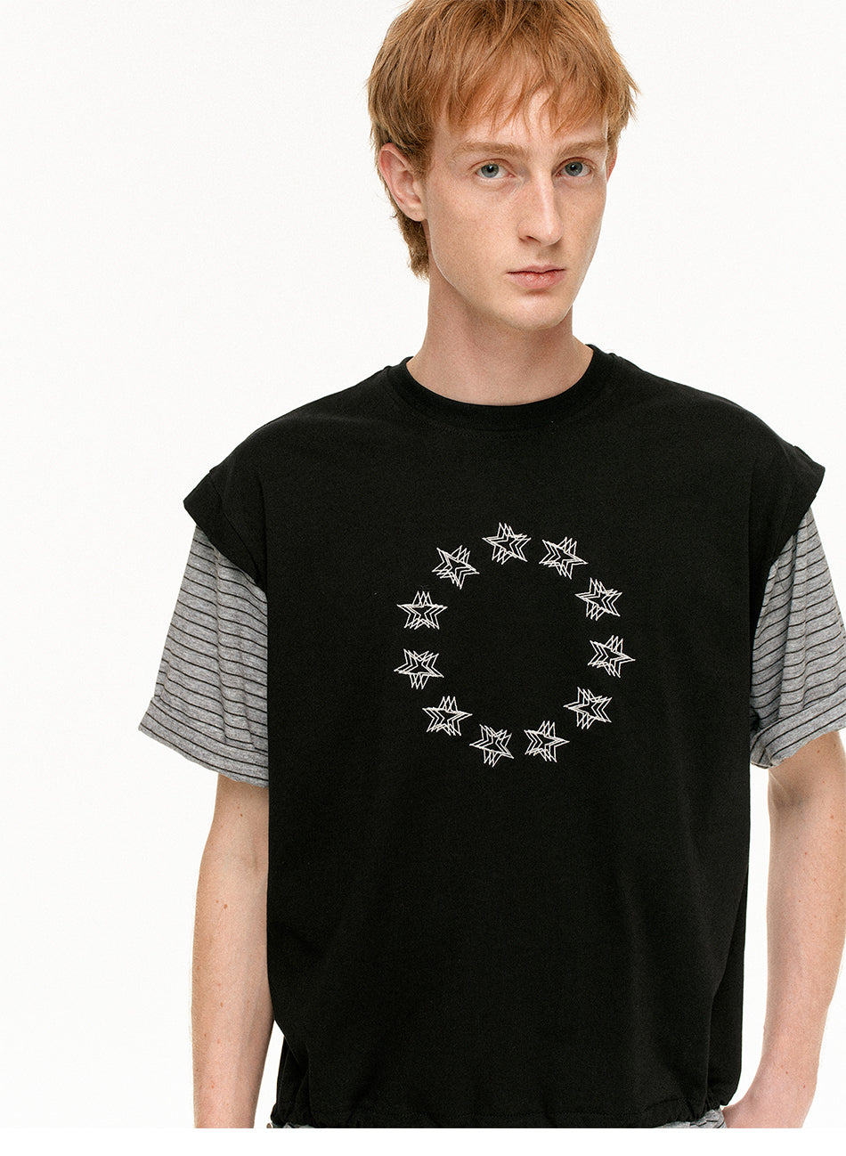 MADWITCH FAUX LAYER STAR TEE #T636