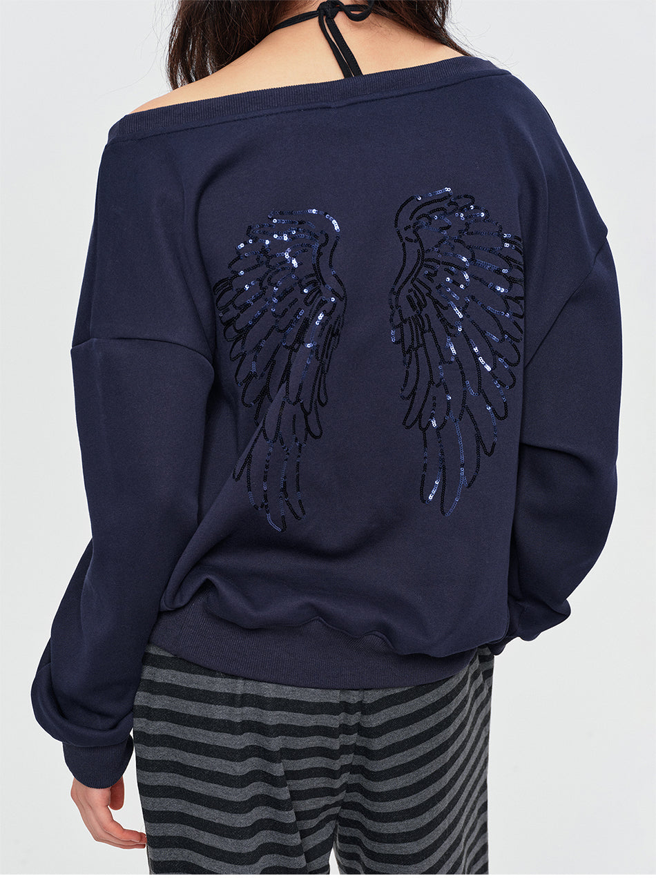 MADWITCH SEQUIN WING OFF-SHOULDER SWEATSHIRT #L2026612