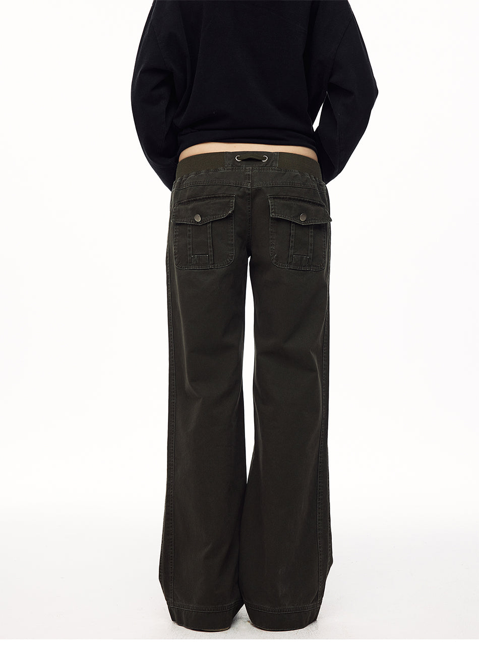 MADWITCH WASHED DISTRESSED DRAWSTRING CARGO PANTS #A635