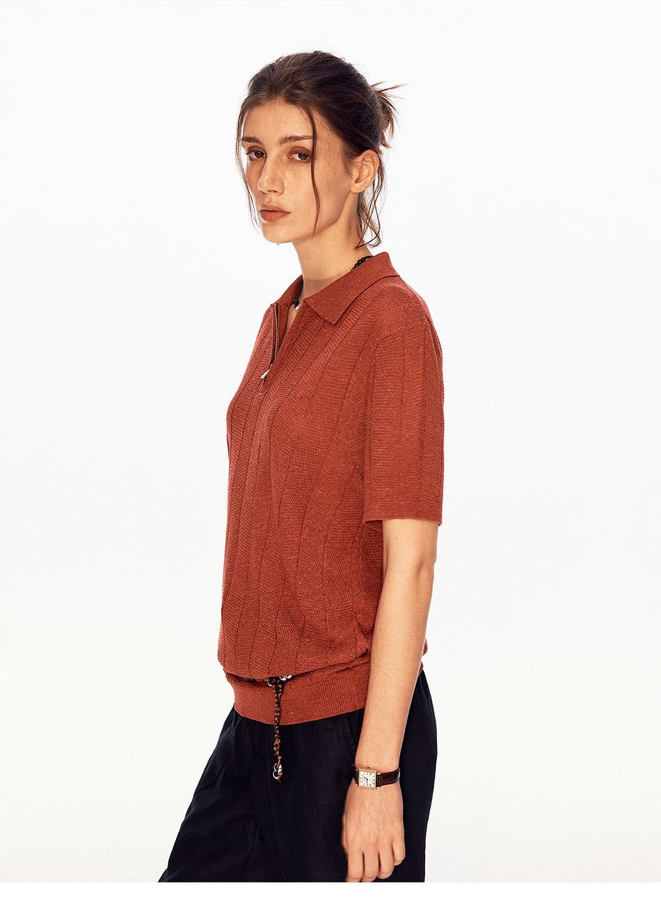 MADWITCH HALF ZIP RIBBED POLO SHIRT #86130