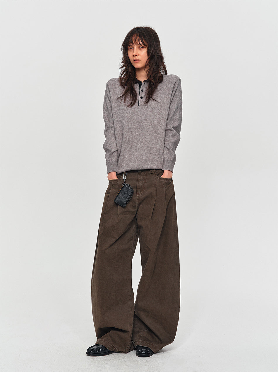 MADWITCH ADJUSTABLE PLEATED WIDE-LEG JEANS #DR6315