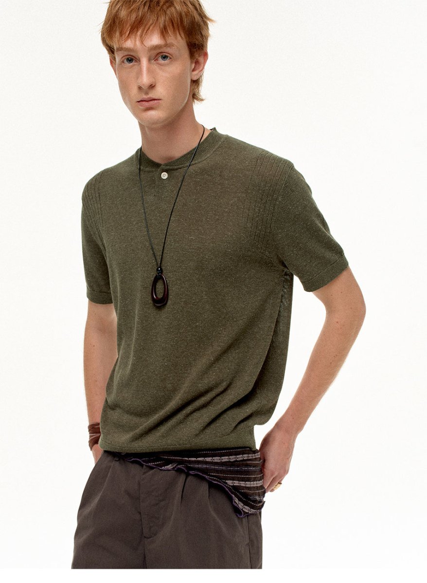 MADWITCH HENLEY RELAXED KNIT TEE 86122 - MadWitch Store