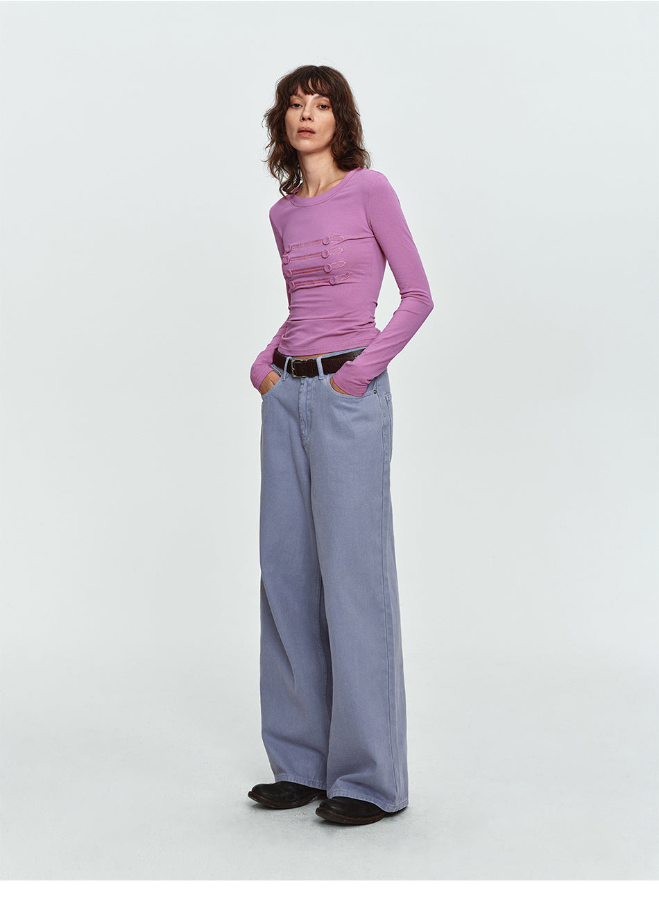 MADWITCH NAPOLEON-BUTTON CROPPED LONG-SLEEVE TOP #L2026741