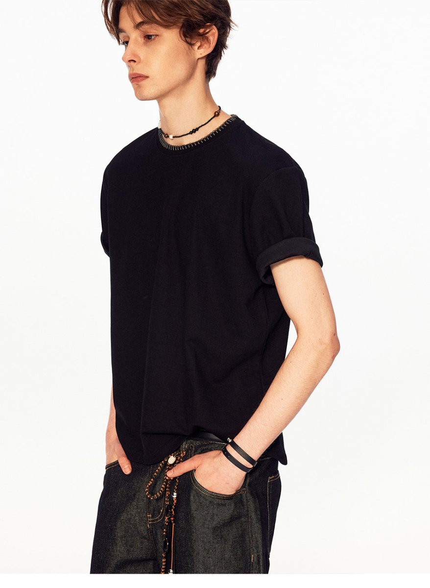 MADWITCH CURVED STITCH KNIT TEE AW26087 - MadWitch Store
