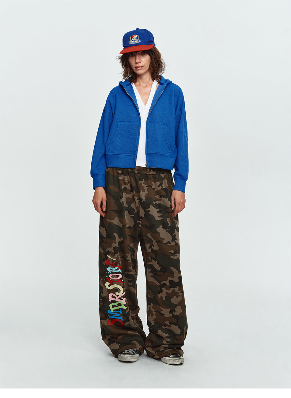 MADWITCH CROPPED WAFFLE-KNIT ZIP HOODIE #L2026736