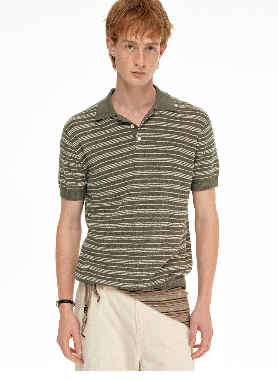 MADWITCH LINEN STRIPE POLO #86138