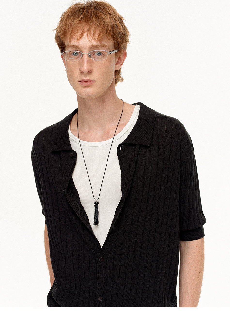 MADWITCH RIBBED POLO RELAXED TEE #AB1170