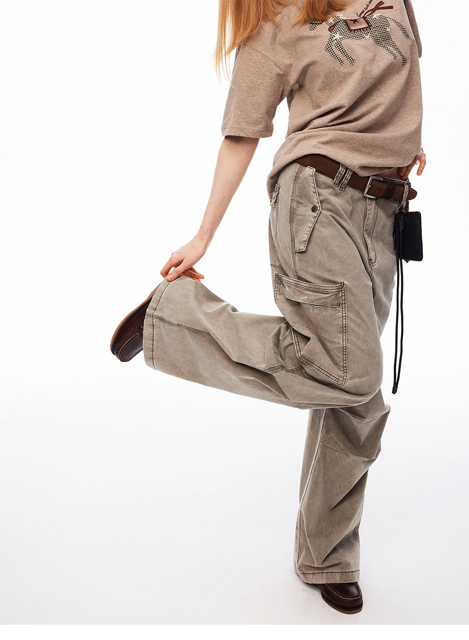 MADWITCH WASHED MULTI-POCKET CARGO PANTS #CK3635