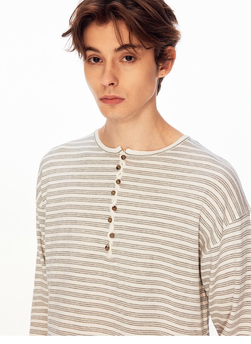 MADWITCH HENLEY LINEN TENCEL STRIPE TEE 68625 - MadWitch Store