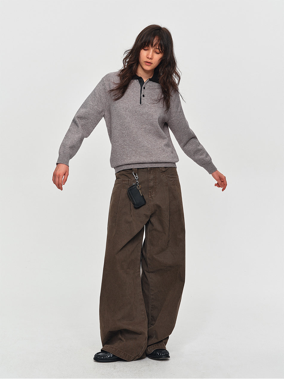 MADWITCH ADJUSTABLE PLEATED WIDE-LEG JEANS #DR6315