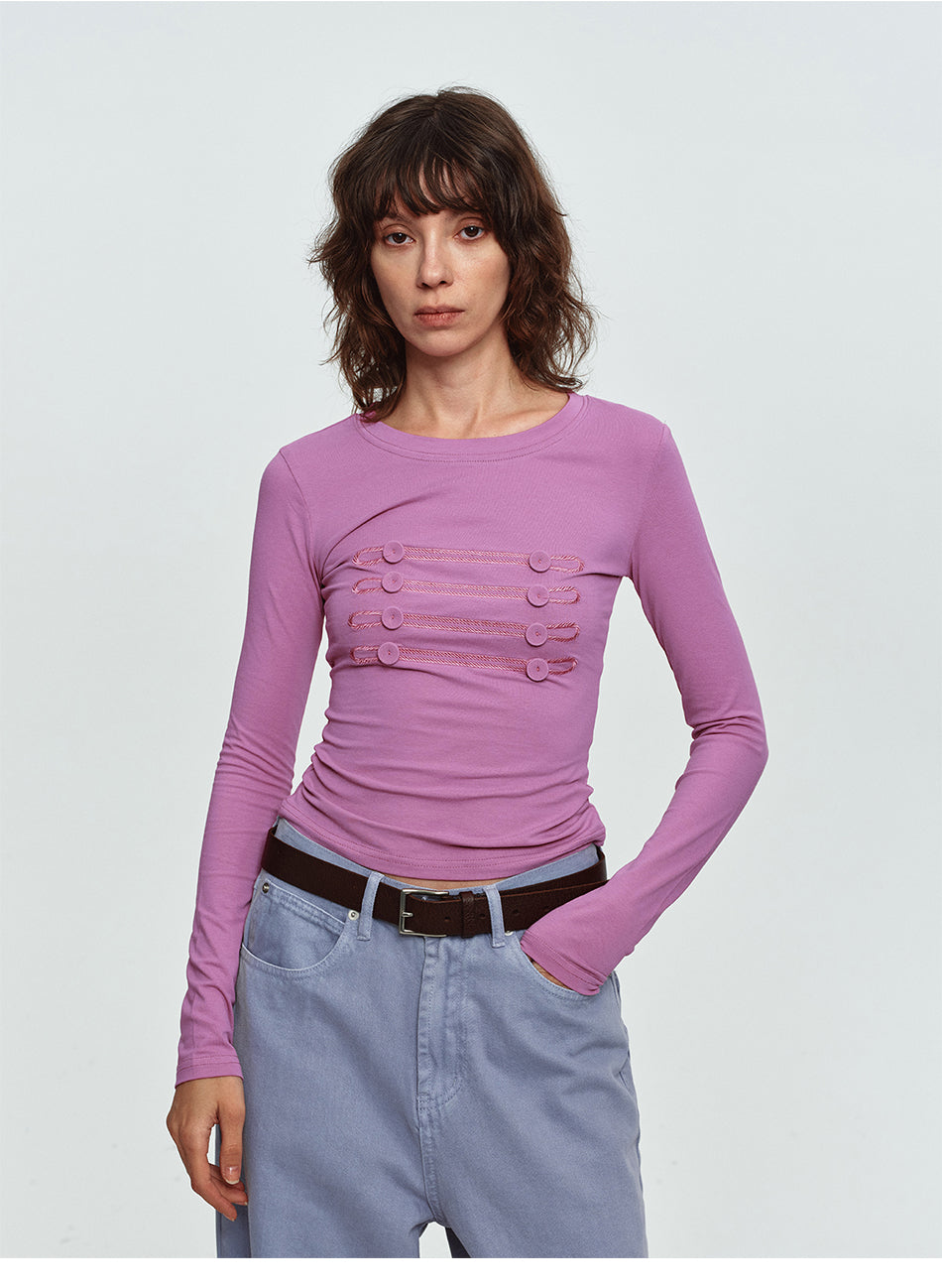 MADWITCH NAPOLEON-BUTTON CROPPED LONG-SLEEVE TOP #L2026741