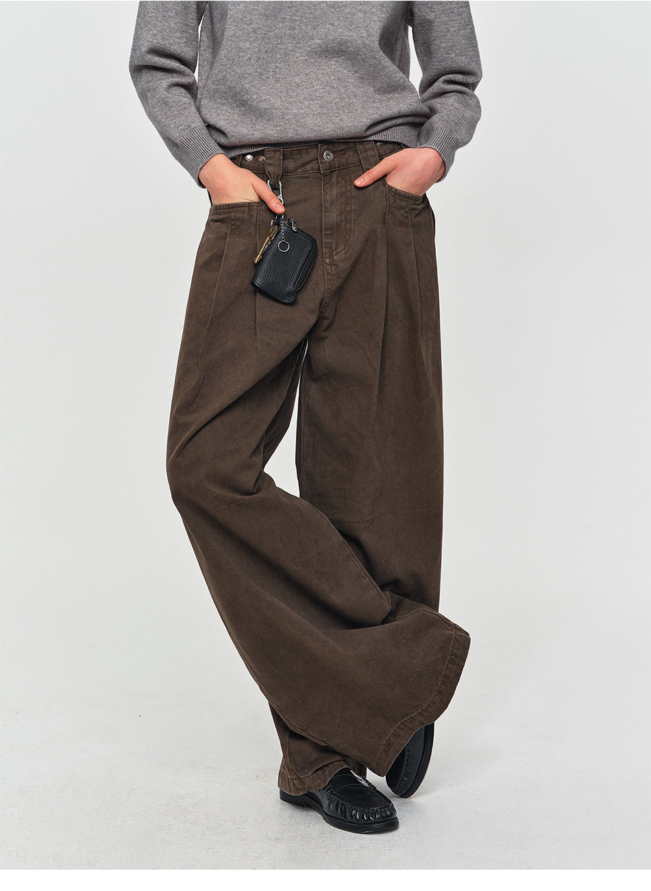 MADWITCH ADJUSTABLE PLEATED WIDE-LEG JEANS #DR6315