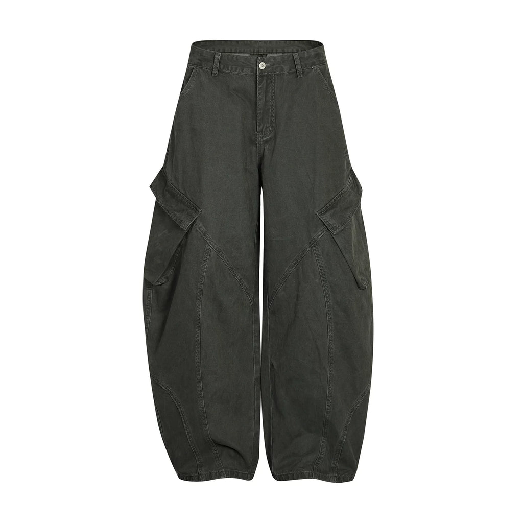 MADWITCH VINTAGE WASHED CURVED CARGO PANTS #K701