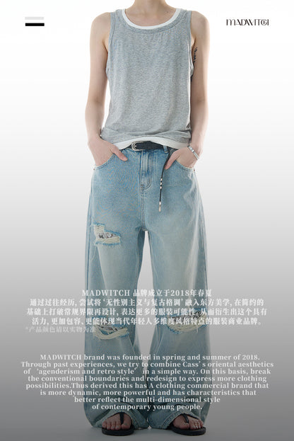 MADWITCH STRAIGHT LEG RIPPED JEANS #CK9579