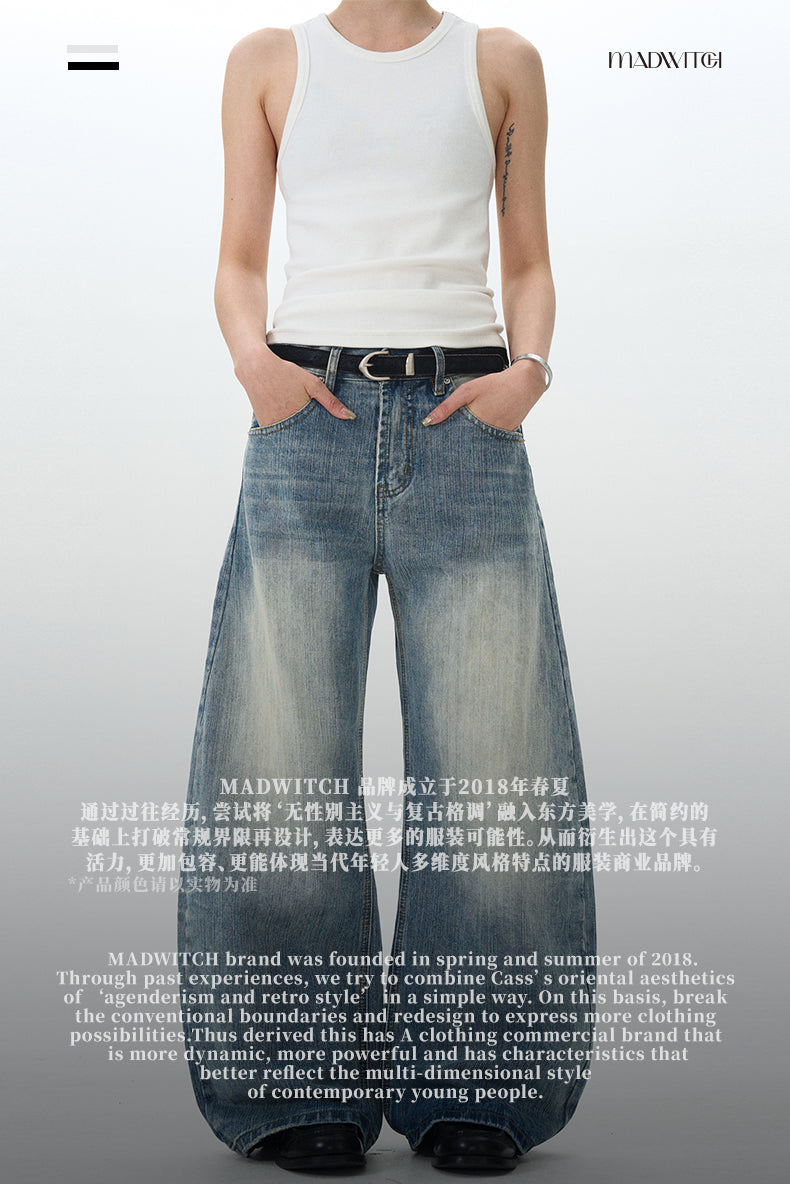 MADWITCH STRAIGHT-LEG WASHED DENIM JEANS #G6669