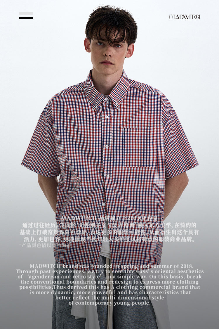 MADWITCH CHECKERED SHORT SLEEVE SHIRT #CR217