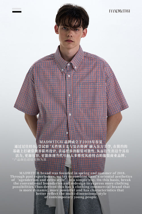 MADWITCH CHECKERED SHORT SLEEVE SHIRT #CR217