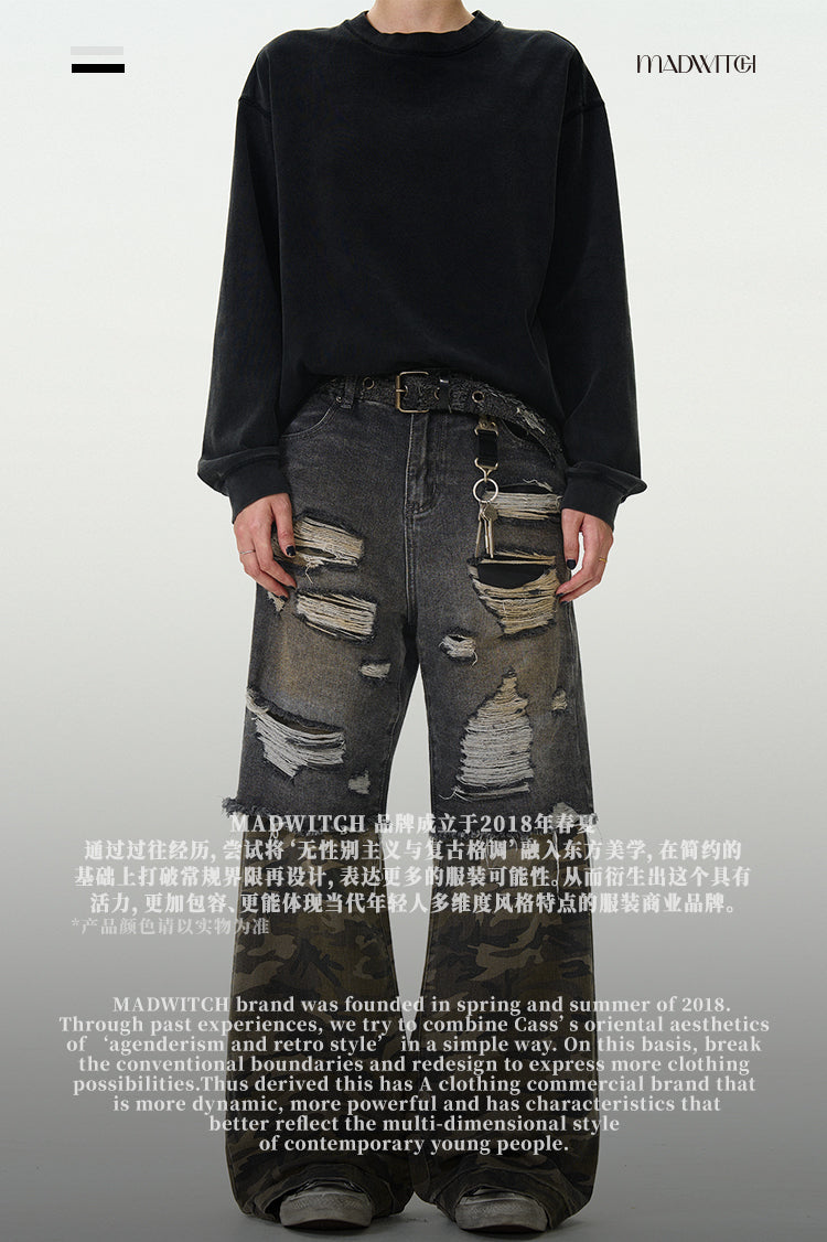 MADWITCH PATCHWORK DISTRESSED DENIM #G6605